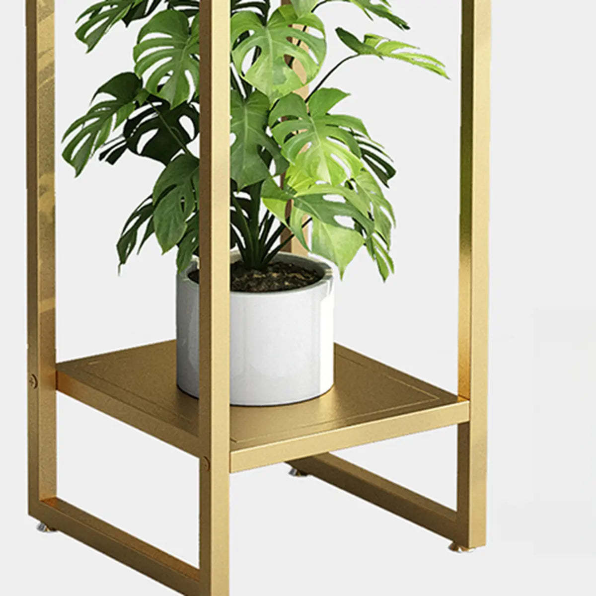 Black Metal 2-Tier Nesting Square Plant Stand