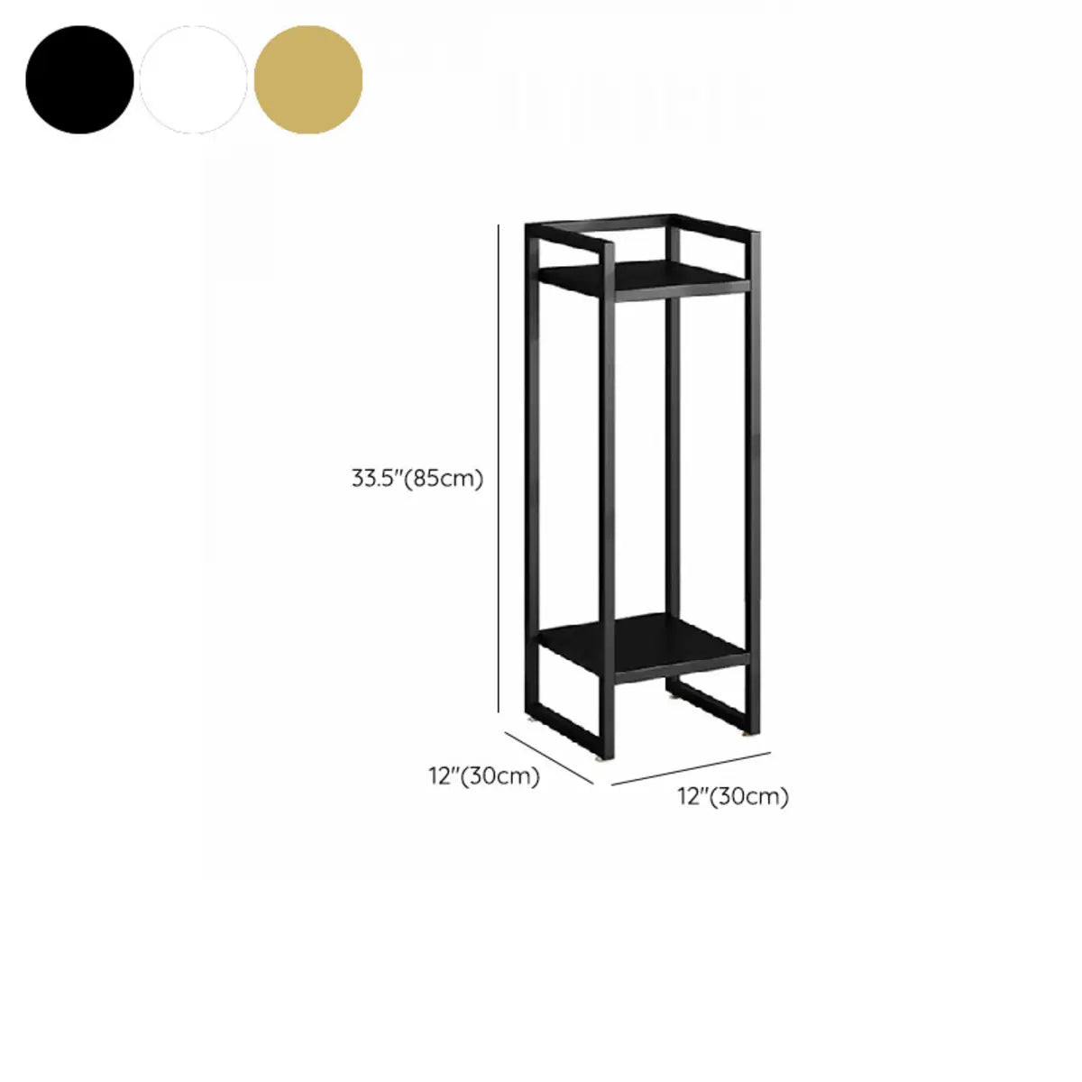Black Metal 2-Tier Nesting Square Plant Stand