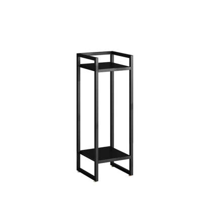 Black Metal 2-Tier Nesting Square Plant Stand — White