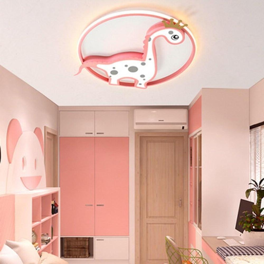 Circle Dinosaur Novelty LED Flush Mount Ceiling Light Baby Kids Lights for Bedroom-Lighom