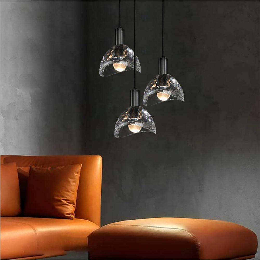 Industrial island pendant lighting in crystal — Cool White (6000K)