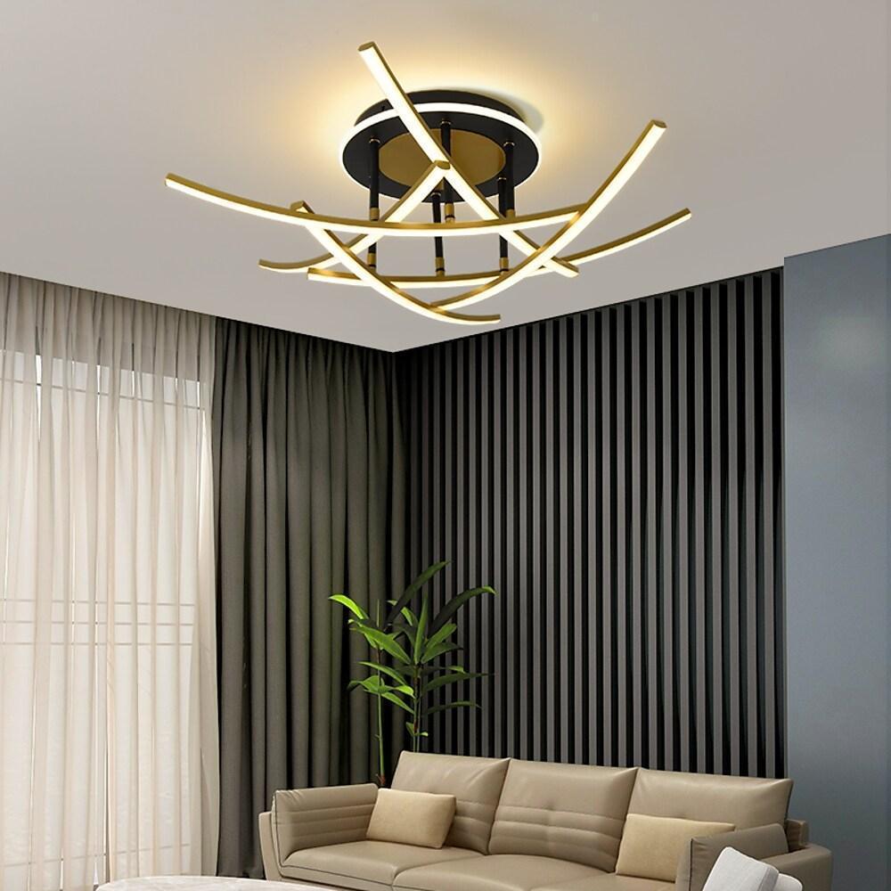 Curved Linear Dimmable LED Artistic Nordic Ceiling Lights Flush Mount Lighting-Lighom