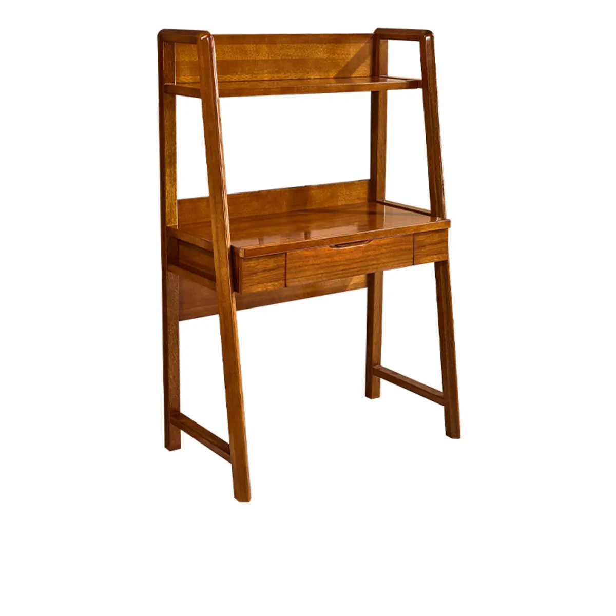 Small H-Shape Computer Desk with Soft-Close Drawer and Shelf