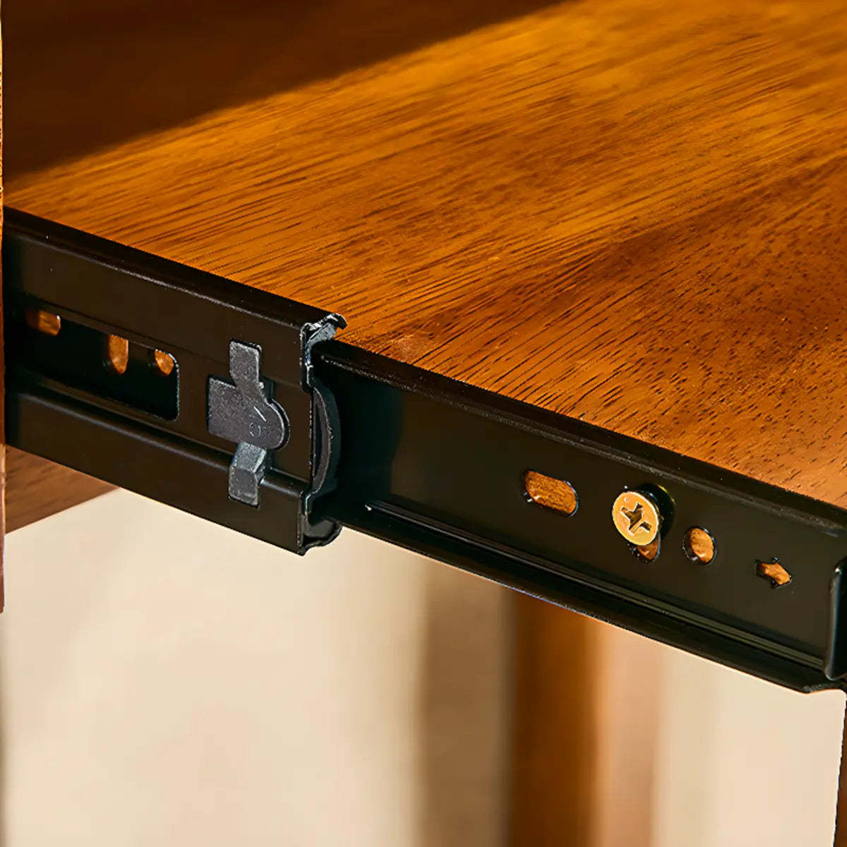 Small H-Shape Computer Desk with Soft-Close Drawer and Shelf