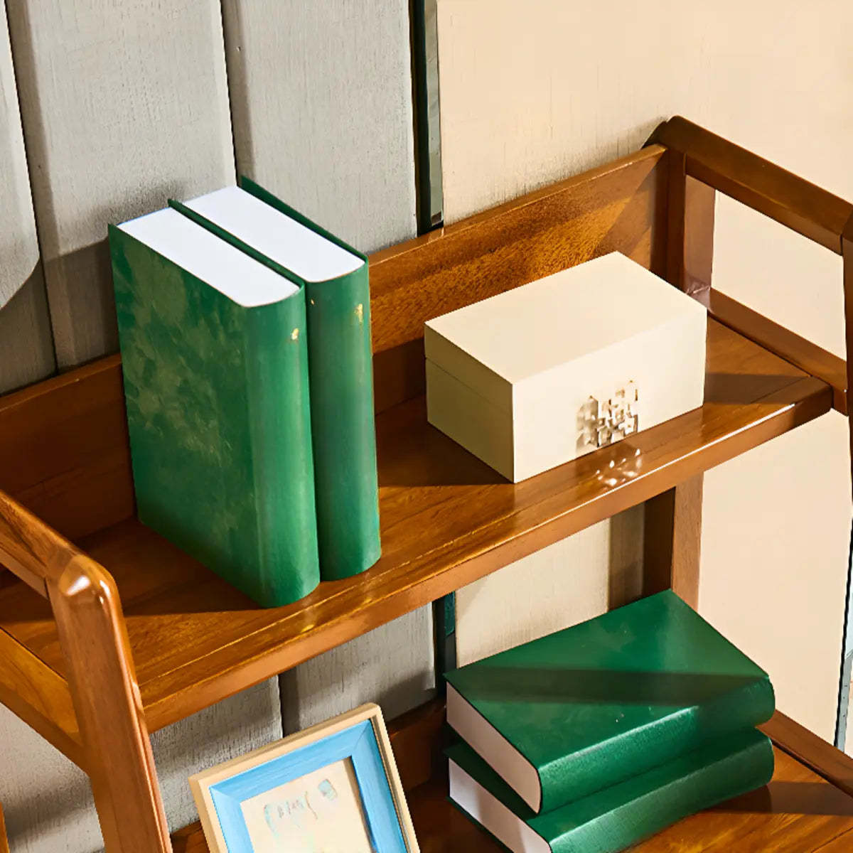 Small H-Shape Computer Desk with Soft-Close Drawer and Shelf