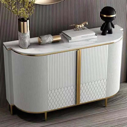 Faux Marble Half Moon Console Table