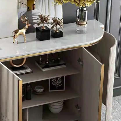 Faux Marble Half Moon Console Table