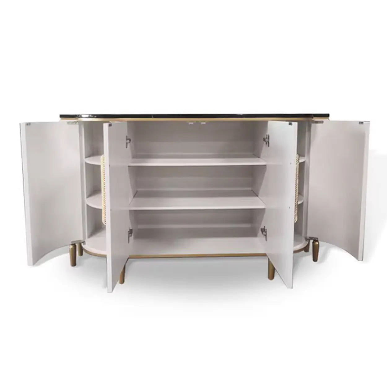 Faux Marble Half Moon Console Table
