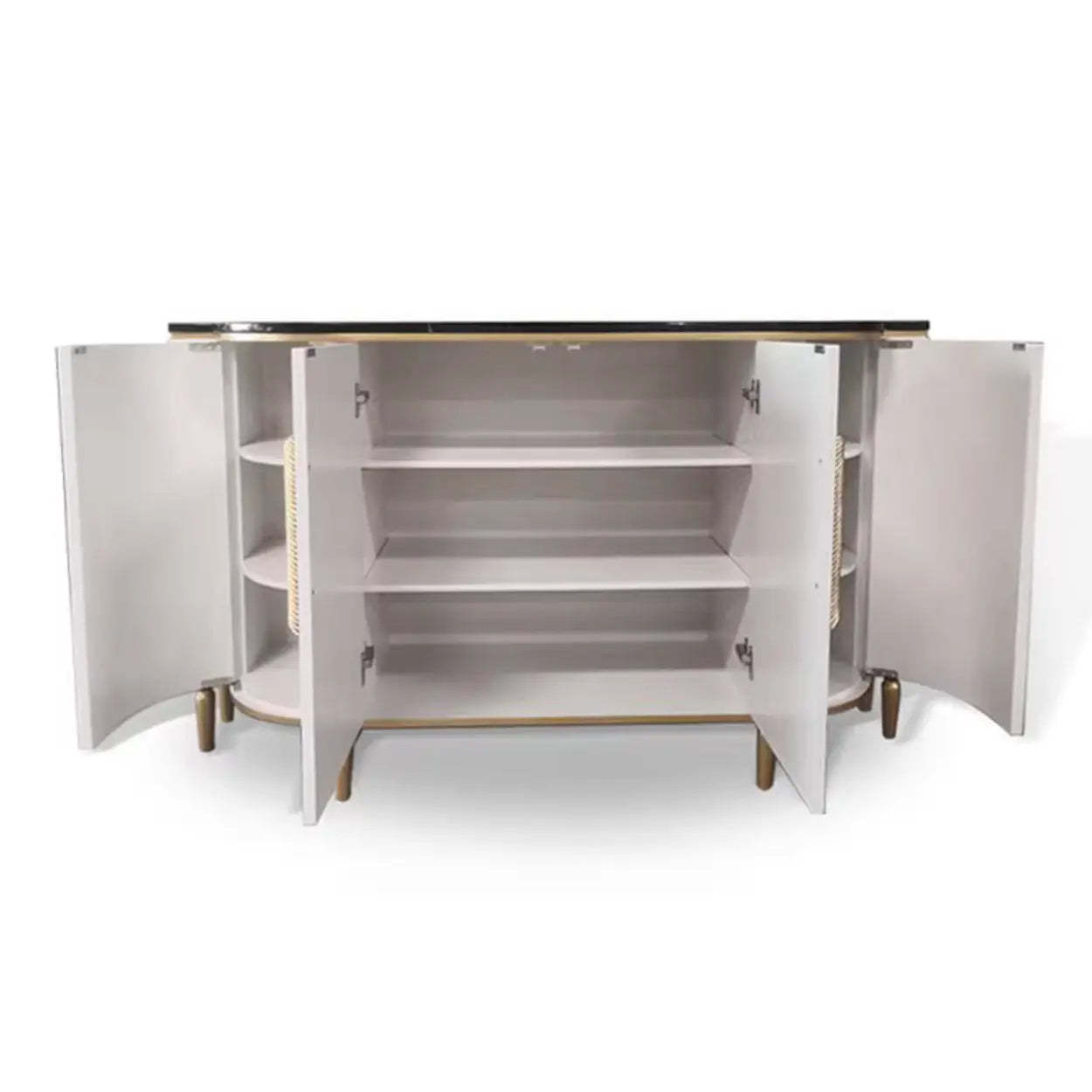 Faux Marble Half Moon Console Table
