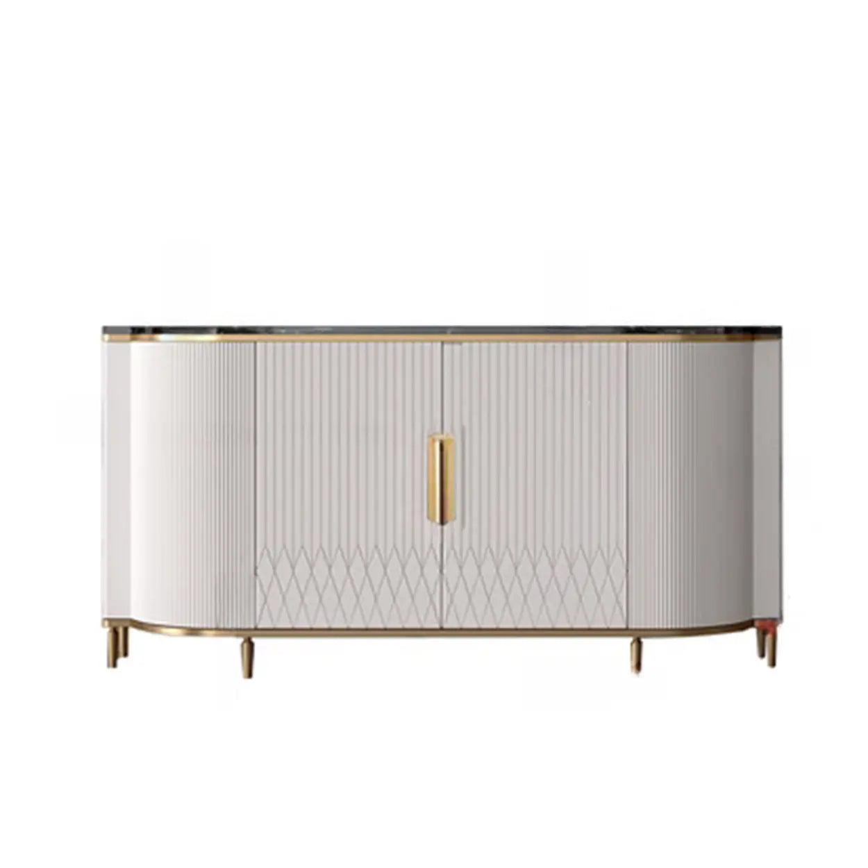 Faux Marble Half Moon Console Table