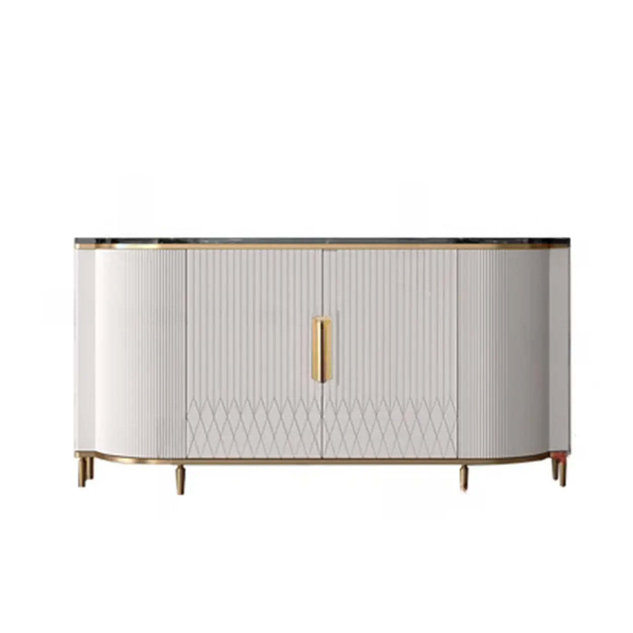 Faux Marble Half Moon Console Table
