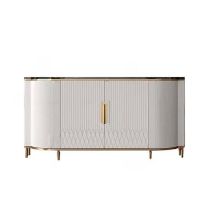 Faux Marble Half Moon Console Table