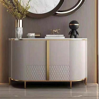 Faux Marble Half Moon Console Table