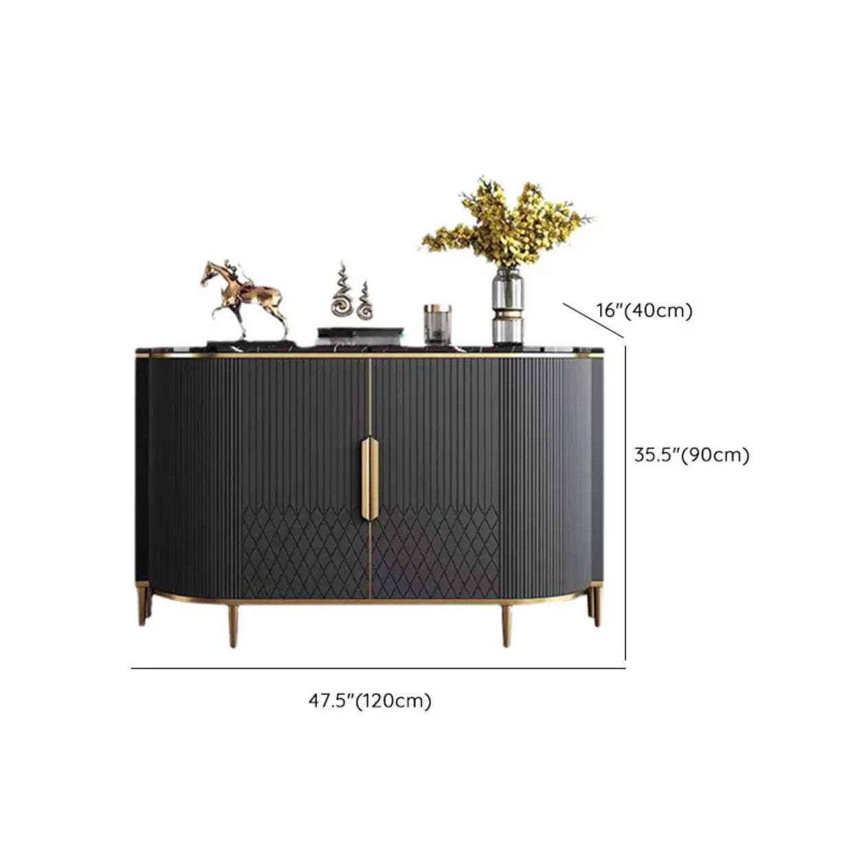 Faux Marble Half Moon Console Table