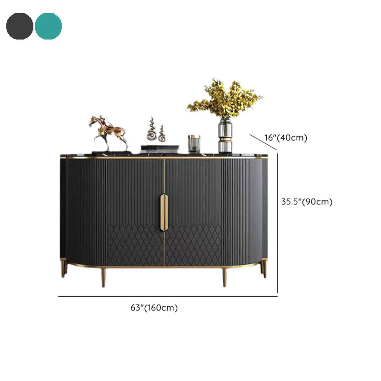 Faux Marble Half Moon Console Table