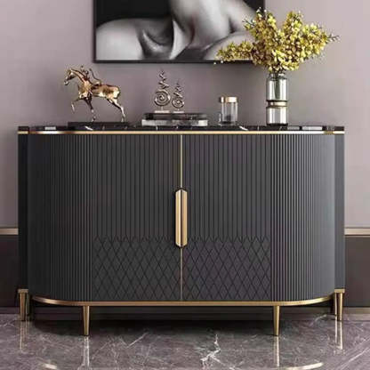 Faux Marble Half Moon Console Table