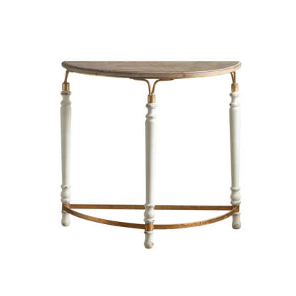 Half-Moon Distressed Brown Three-Leg Console Table