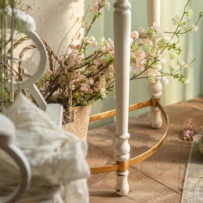 Half-Moon Distressed Brown Three-Leg Console Table
