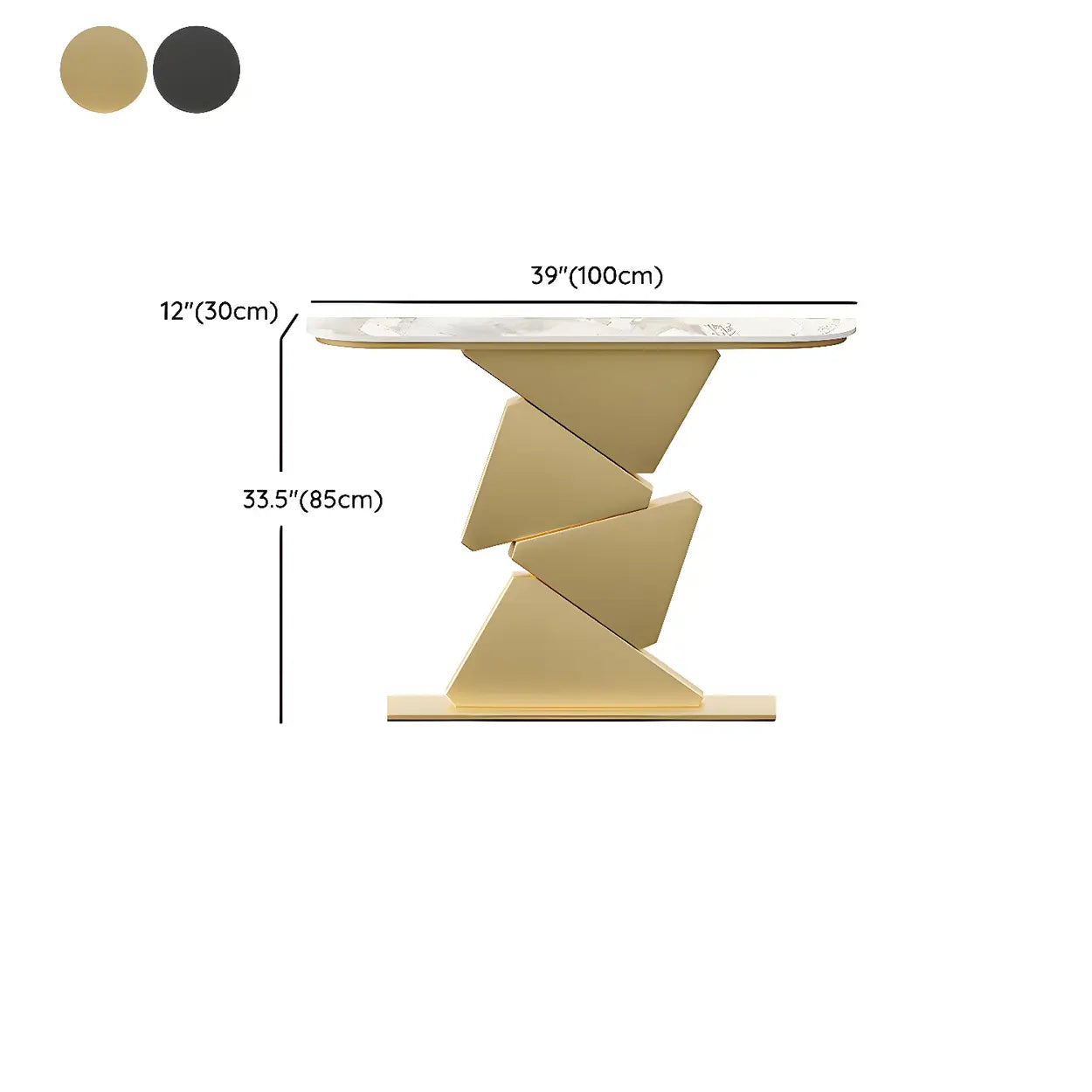 Half-Moon Gold Metal Hallway Console Table