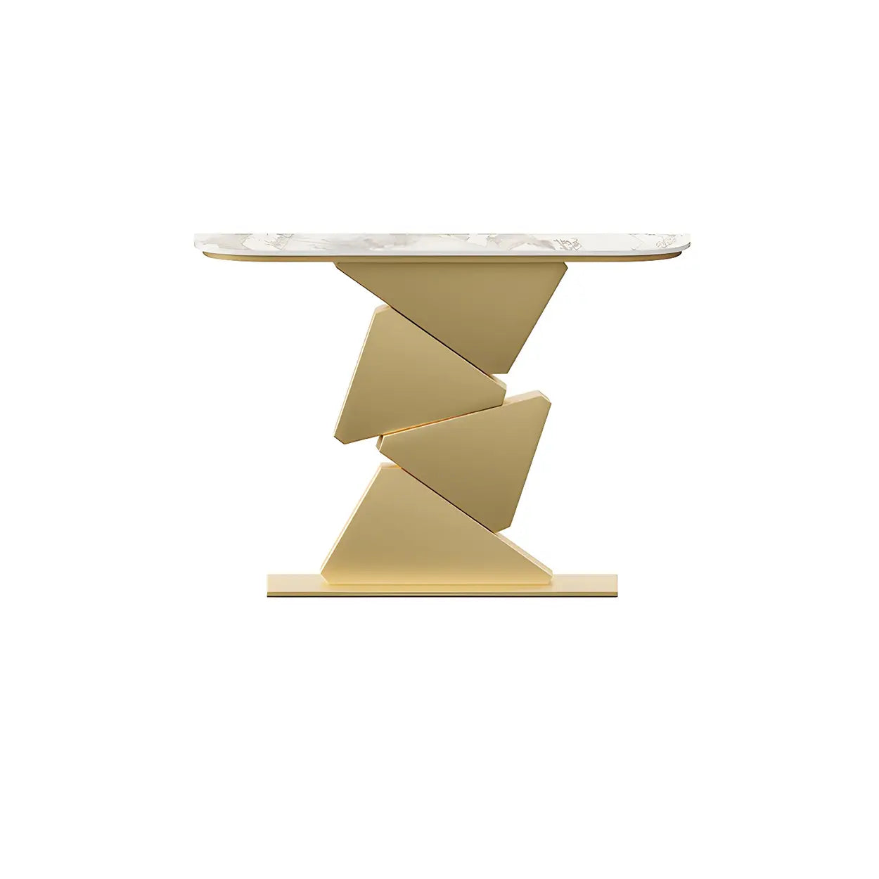 Half-Moon Gold Metal Hallway Console Table — Matte Black