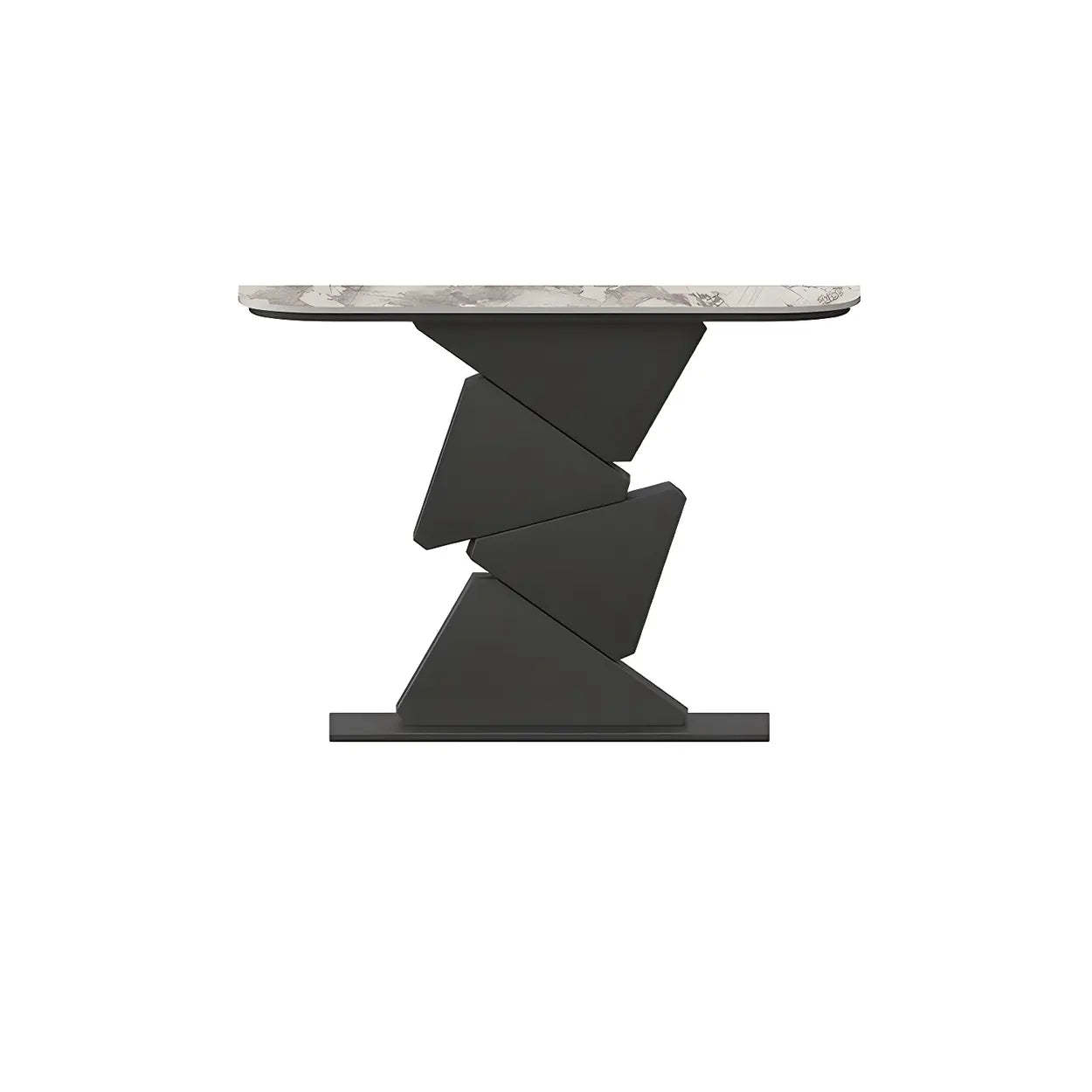 Lighom triangle half-moon metal end & side tables — 31" L x 12" W x 33" H / Black