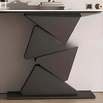 Half-Moon Gold Metal Hallway Console Table — Matte Black