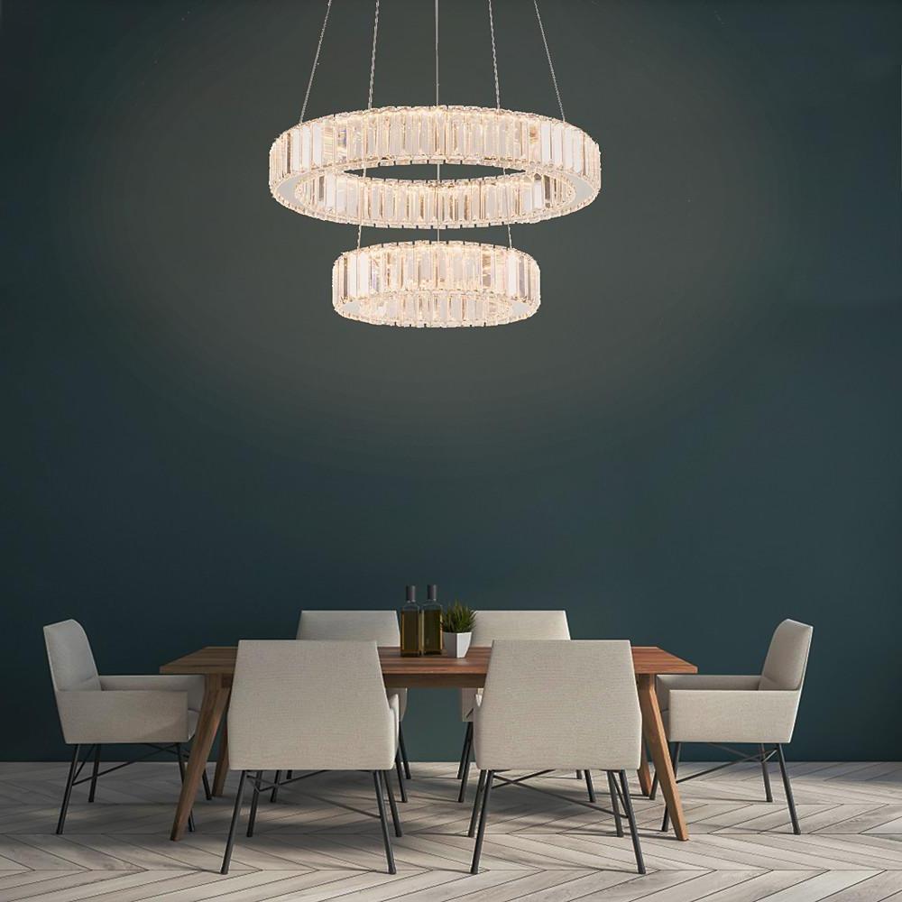 Two-Ring Steel Crystal LED Chandelier