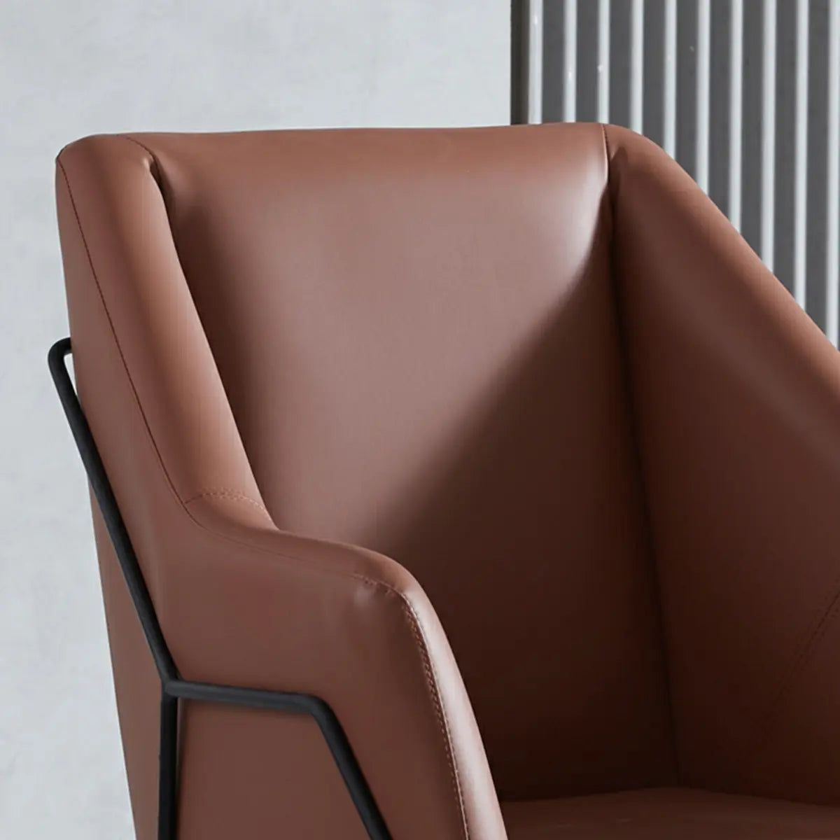 High-Back Leather Sloped Arm Sled Chair