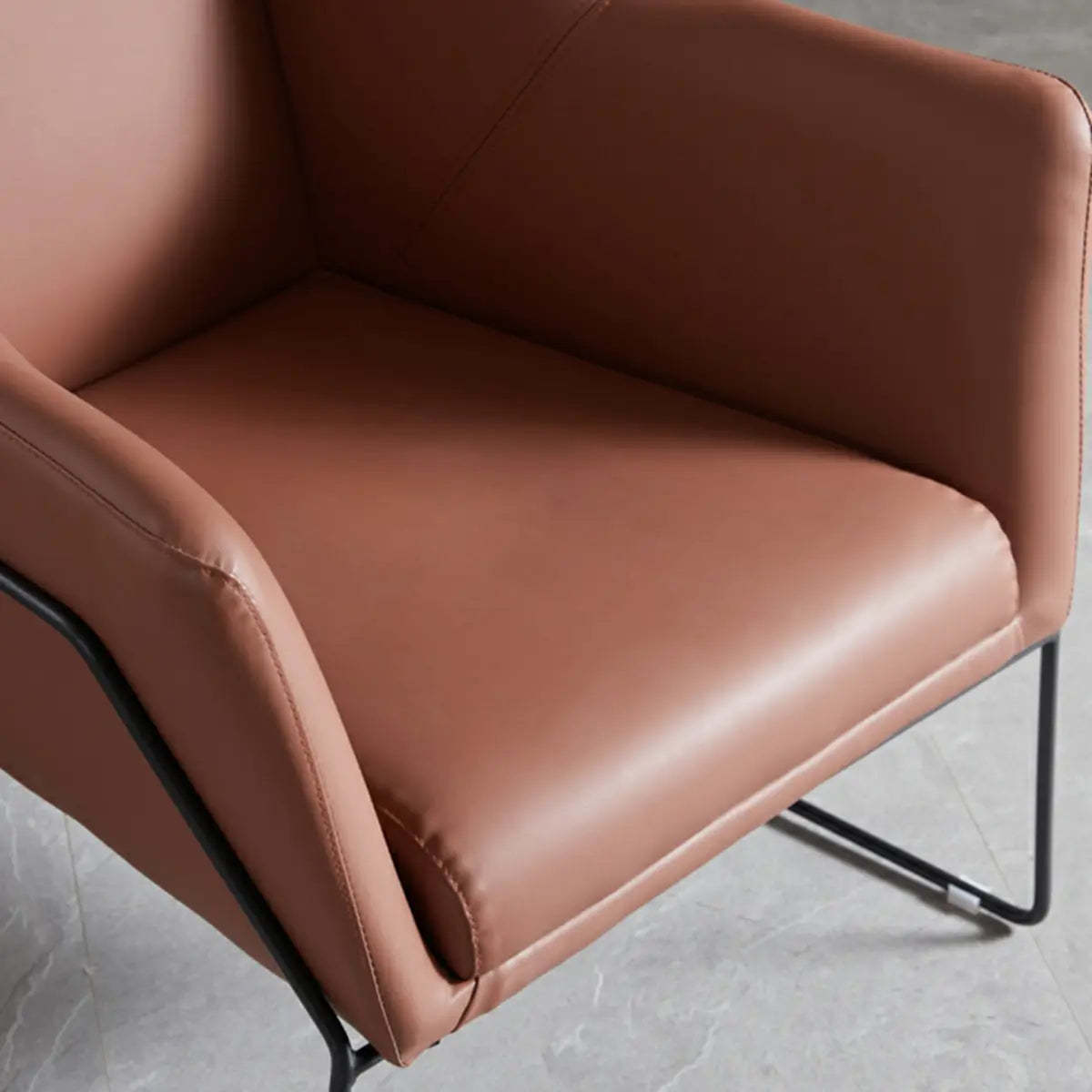 High-Back Leather Sloped Arm Sled Chair