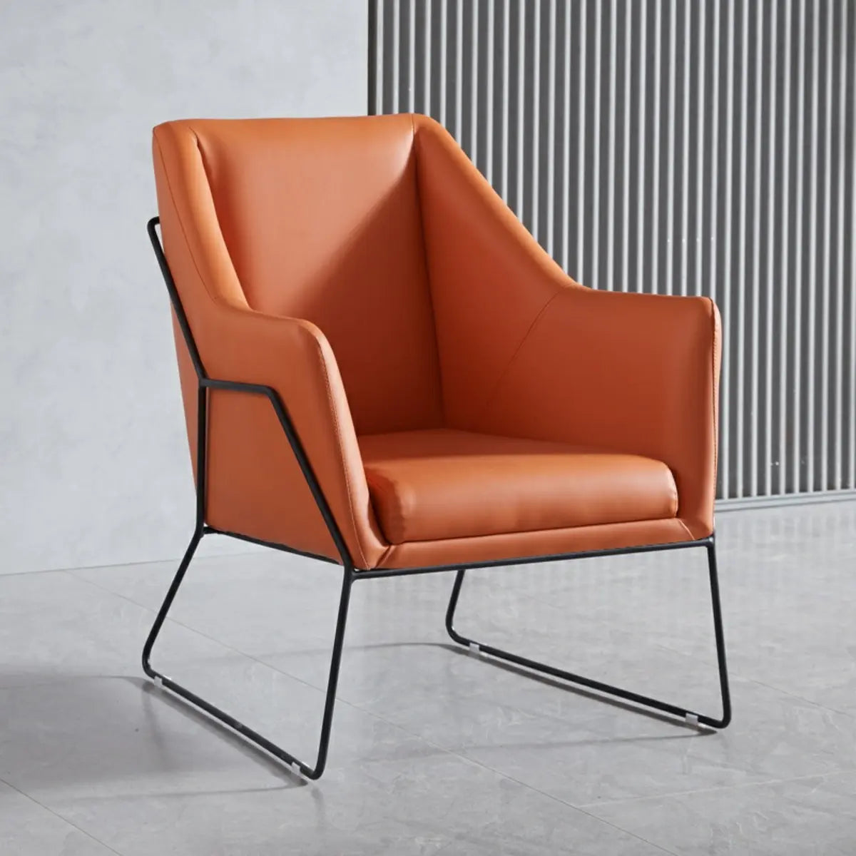 High-Back Leather Sloped Arm Sled Chair