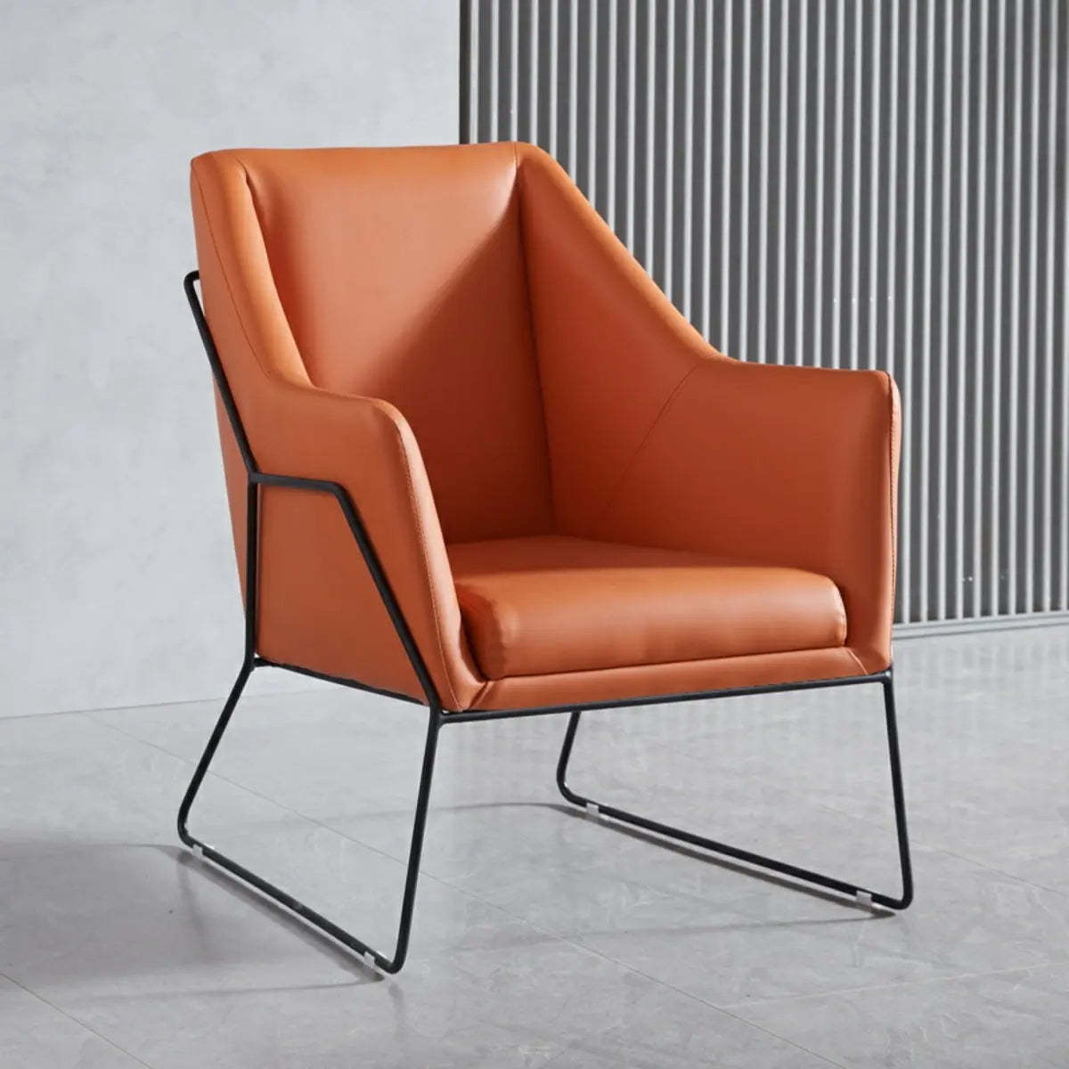 High-Back Leather Sloped Arm Sled Chair