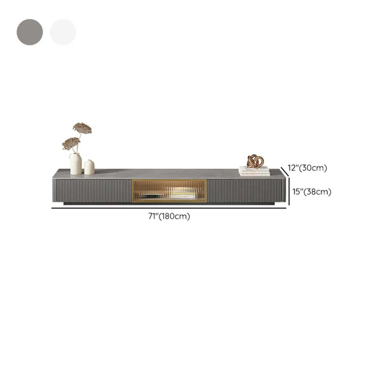 Glossy Gray Stone Rectangle Drawer TV Stand