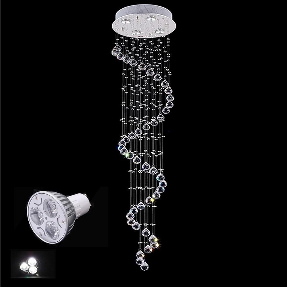 Spiraling Modern Chandelier Crystal Electroplated Metal Light Fixtures-Lighom