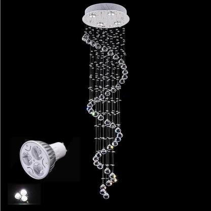 Spiraling Modern Chandelier Crystal Electroplated Metal Light Fixtures-Lighom