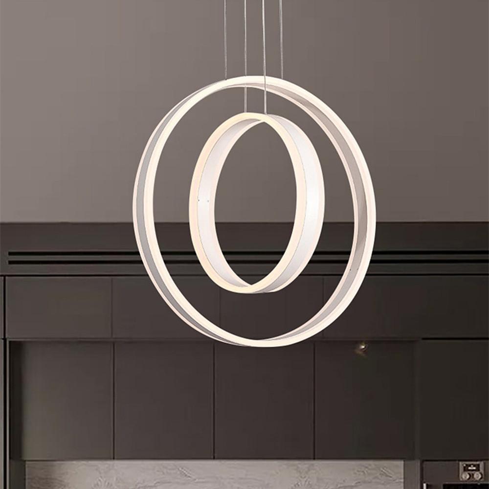 Twin orb metal chandeliers for living room — Warm White (3000K) / Coffee
