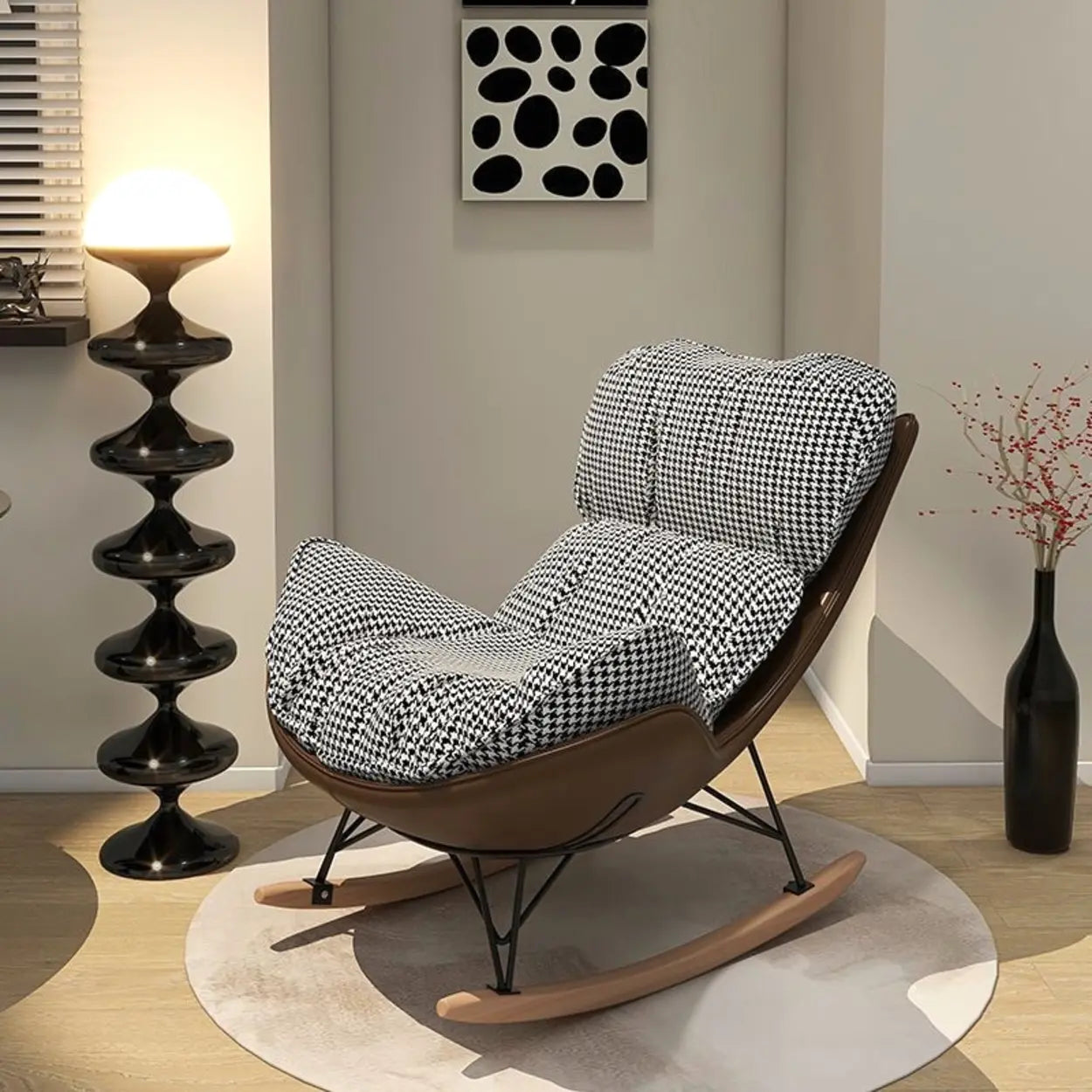 Houndstooth Slipcover Rocking Chair