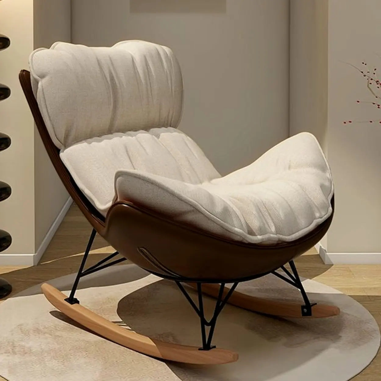 Houndstooth Slipcover Rocking Chair — Coffee/ Houndstooth / Cotton and Linen