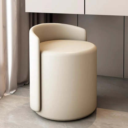Houndstooth Cylinder Upholstered Vanity Stool — Beige / Sherpa / Swivel