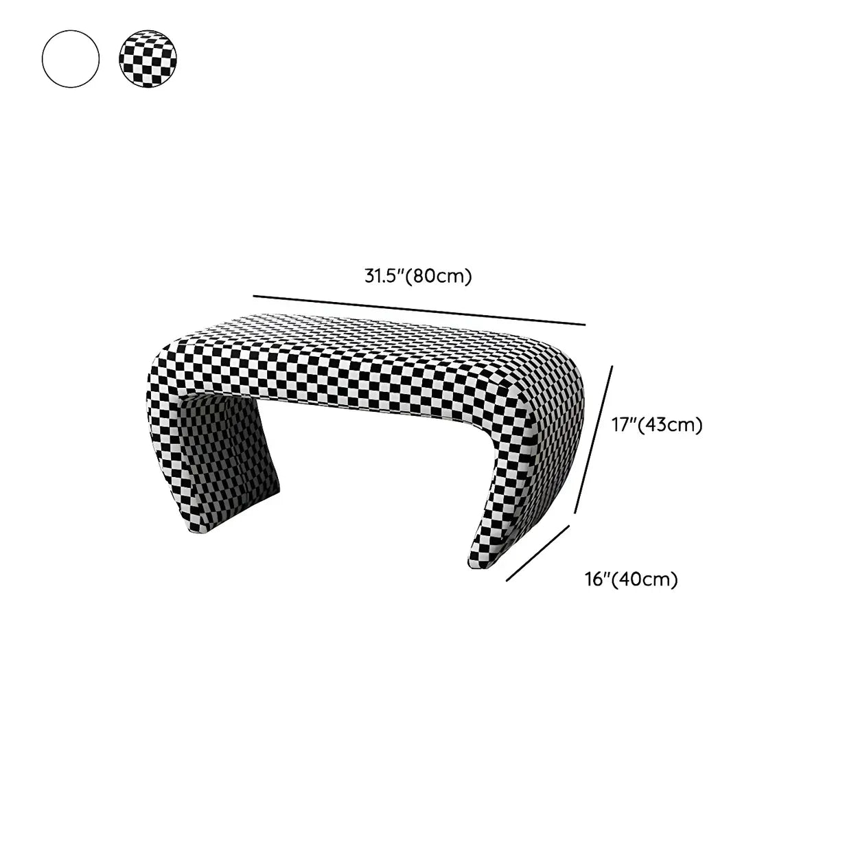 Houndstooth Upholstered Short Entryway Bench