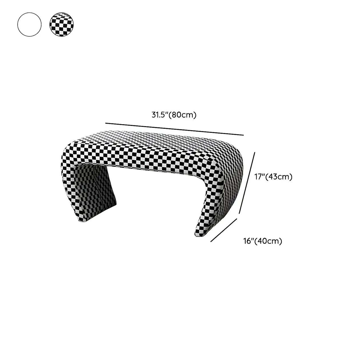 Houndstooth Upholstered Short Entryway Bench