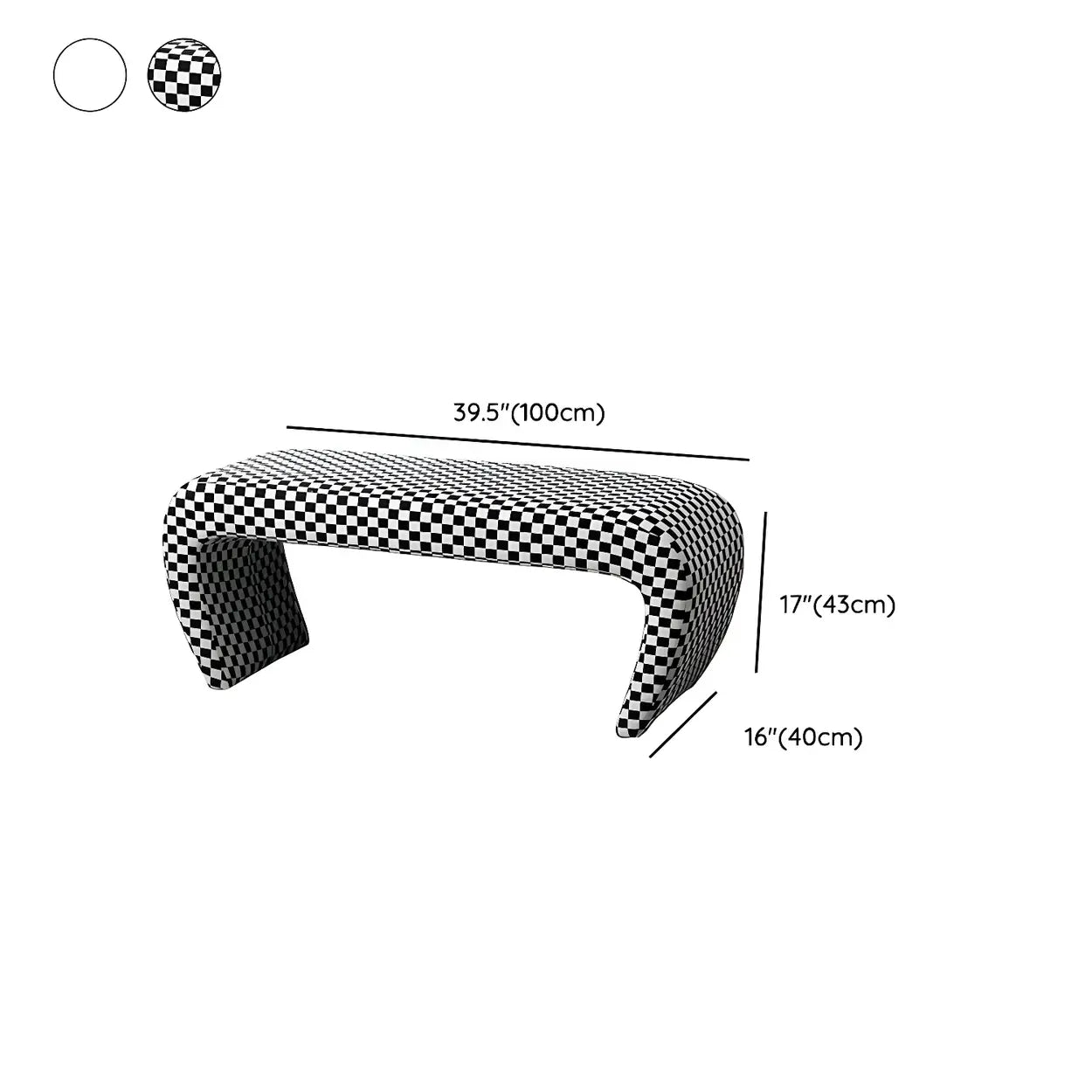 Houndstooth Upholstered Short Entryway Bench