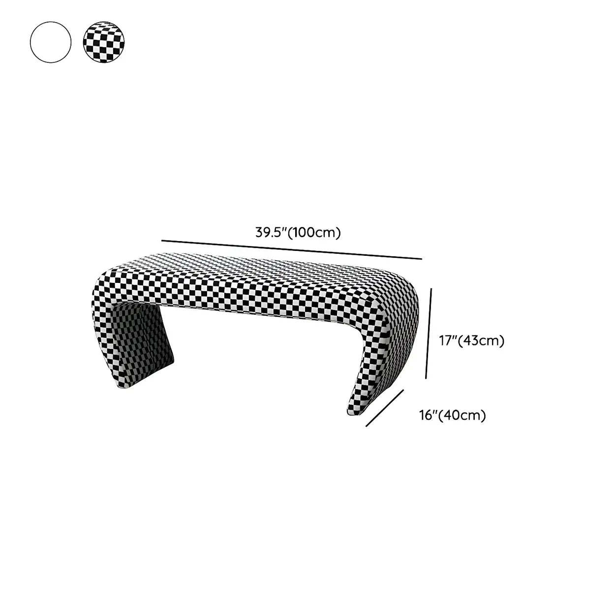 Houndstooth Upholstered Short Entryway Bench