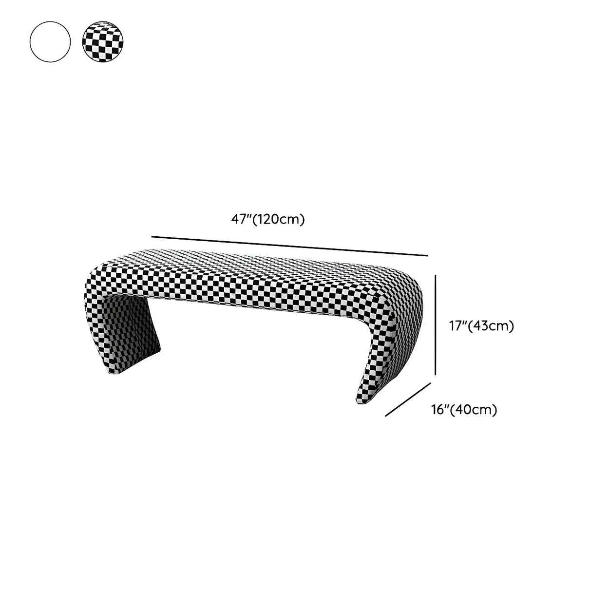 Houndstooth Upholstered Short Entryway Bench