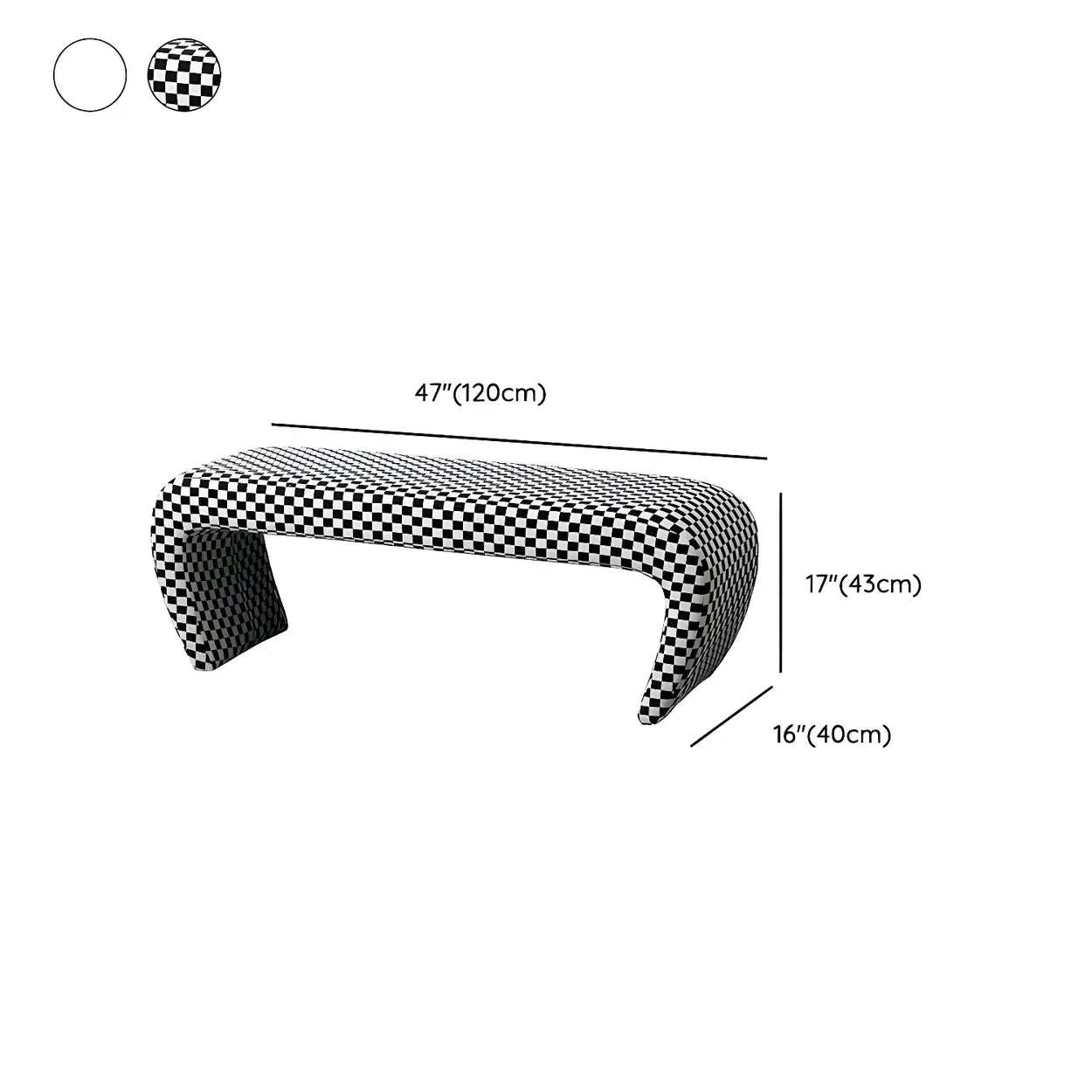 Houndstooth Upholstered Short Entryway Bench