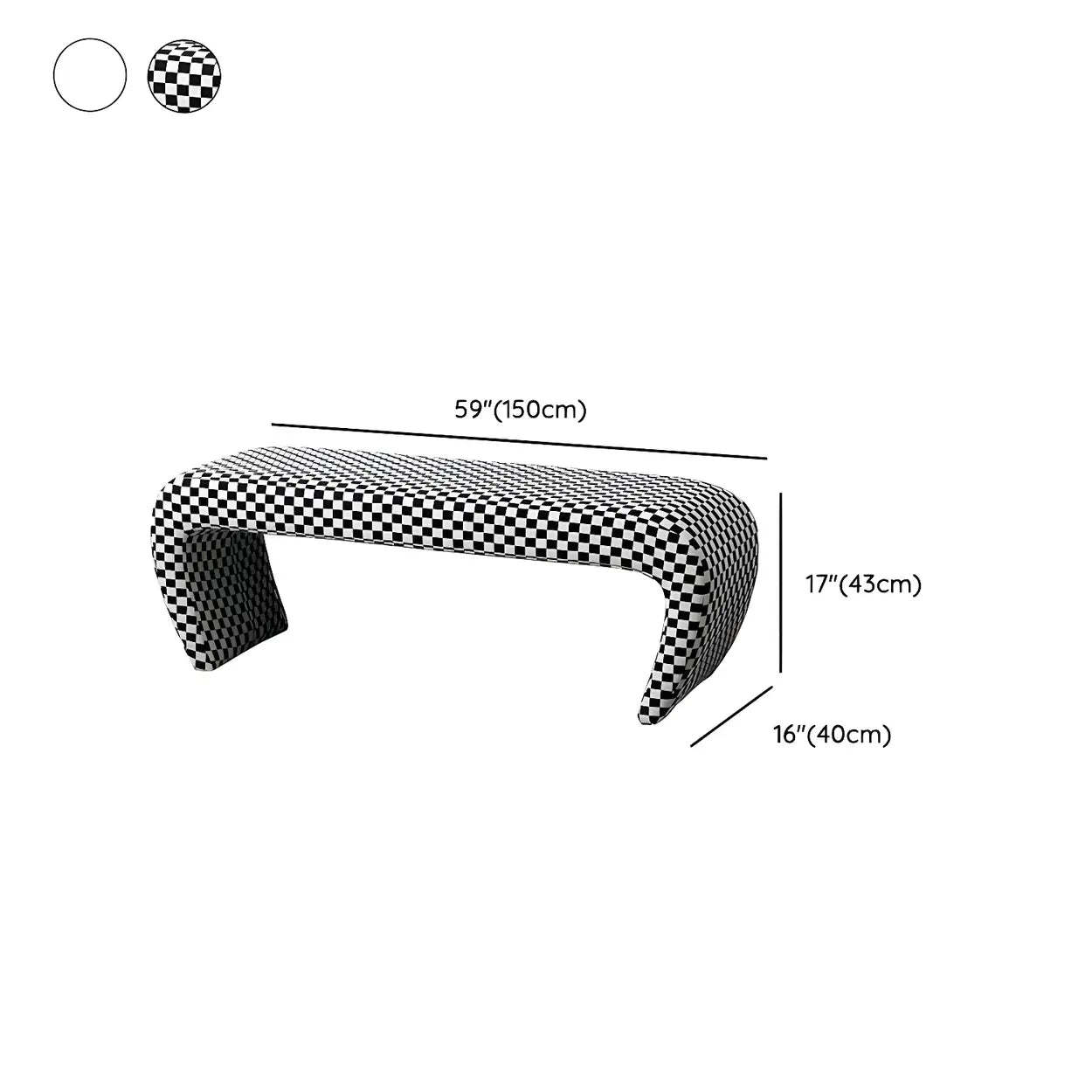 Houndstooth Upholstered Short Entryway Bench