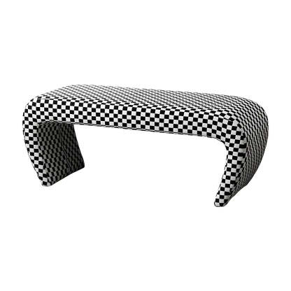 Houndstooth Upholstered Short Entryway Bench — Houndstooth pattern