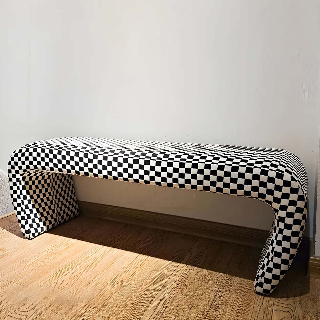 Houndstooth Upholstered Short Entryway Bench