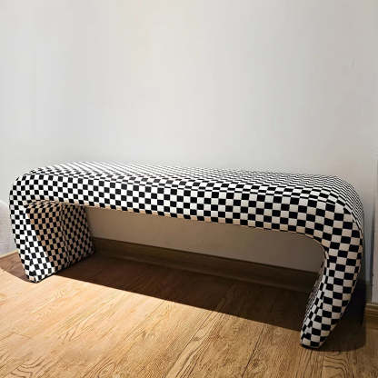 Houndstooth Upholstered Short Entryway Bench