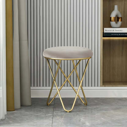 Houndstooth Round Metal Pedestal Vanity Stool — Light Pink / 2 Piece Set