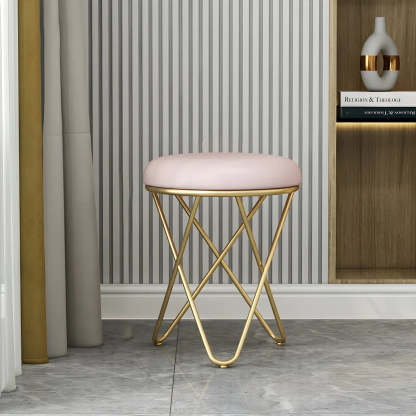 Houndstooth Round Metal Pedestal Vanity Stool — Light Blue / 1 Piece